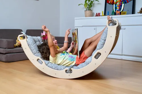 Miniatura 18 de Arco de escalada Arco de balancín Montessori Arco con almohada acogedora Arco de escalada de madera con cojín Arco de escalada de madera