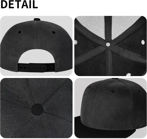 Miniatura 5 de DARLEKS Unisex Flat Bill Hats Adjustable Snapback Baseball Cap Flat Edge Hip Hop Hat