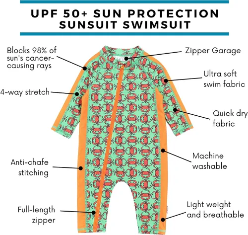 Miniatura 2 de SwimZip - Traje de baño de manga larga para niño, con protección UPF 50+