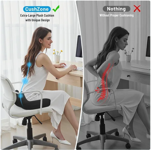 Miniatura 6 de Cushzone Cojín de asiento, cojines de espuma viscoelástica para silla de oficina, diseño curvado ergonómico para ciática, coxis, soporte de asiento
