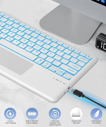 Miniatura 7 de for Samsung Galaxy Tab S11 Ultra 14.6 inch Keyboard Case, 7 Colors Backlit, Multi-Gesture Smart Touchpad, Detachable Bluetooth Wireless Trackpad