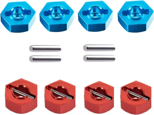Miniatura 4 de Juego de 8 unidades de aluminio de 0.472 in de rueda hexagonal, adaptador de 0.197 in de grosor con pines de 0.079 x 0.394 in para Redcat Axial HSP