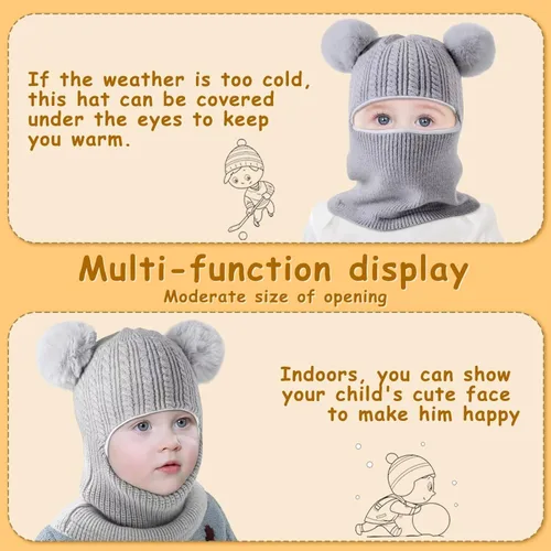 Miniatura 3 de Baby Winter Hat Scarf Set 2 Pack, Toddler Beanie Hats Girl Boy with Neck Warmer, Beanie for Kids Knit Warm for Cold Weather