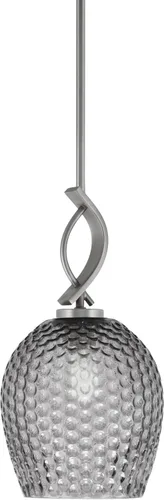 Miniatura 60 de Toltec Lighting Cavella Stem Colgado Mini colgante, acabado grafito, vidrio de muselina blanca de 4 pulgadas