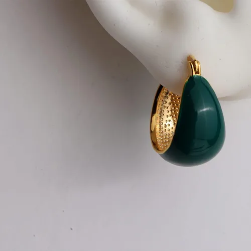 Miniatura 3 de Sonateomber Aretes de aro gruesos y gruesos para mujer, diseño vintage dorado con circonita cúbica, orejas sensibles, hipoalergénicas, regalo