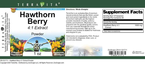Miniatura 3 de TerraVita Hawthorn Berry 4:1 Extracto en polvo (1 oz, ZIN: 521711)