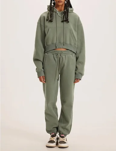 Miniatura 5 de Kamidun Conjunto deportivo de 2 piezas para mujer, de forro polar, con capucha y bolsillos tipo canguro