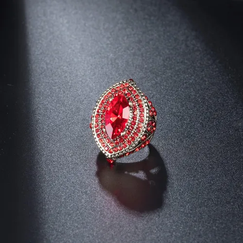 Miniatura 2 de Anillo de mujer - 1.260 in de gran tamaño chapado en oro antiguo estilo turco rojo piedra preciosa anillo vintage joyería de las mujeres J0769RED