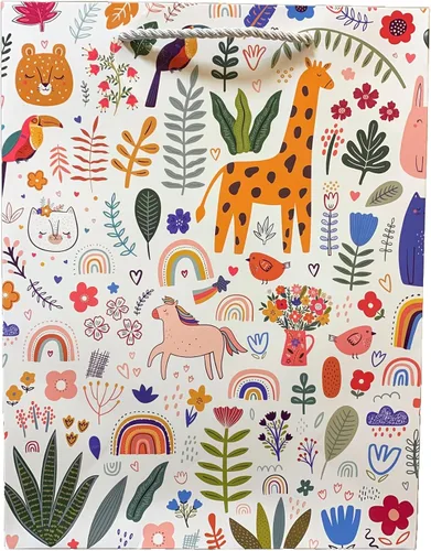 Miniatura 4 de Bolsa de regalo de animales coloridos divertidos de 13 pulgadas para niños, mediana y grande