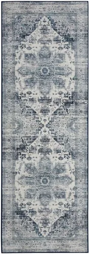 Miniatura 3 de COZYLOOM Alfombra de área de 2 x 6 pies, tribal, envejecida, para entrada, medallón vintage, alfombra para interiores, alfombra de pelo bajo, suave
