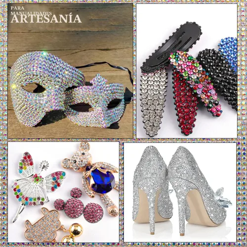 Miniatura 6 de Dos paquetes de diamantes de imitación de parte trasera plana, 4520 piezas, diamantes de imitación coloridos para uñas, multicolor + AB + gemas