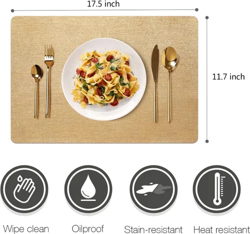 Miniatura 6 de AIRCOWRIE manteles individuales para mesa de comedor, manteles individuales resistentes al calor, anti-deslizamiento, de vinilo, lavables
