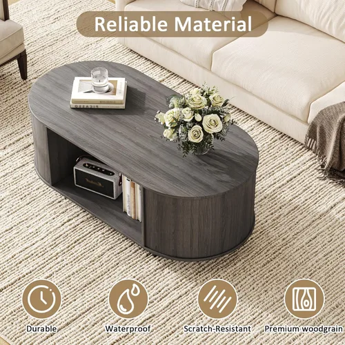 Miniatura 8 de Juego de Mesa de Centro y Soporte para TV de 2 Piezas, Centro de Entretenimiento con 2 Cajones, Consola de TV Moderna de 78.7'', Mesa de Centro Gris