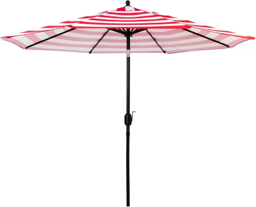 Miniatura 6 de Sunnyglade Sombrilla de mesa para patio de 9 pies con 8 varillas resistentes (negro y blanco)