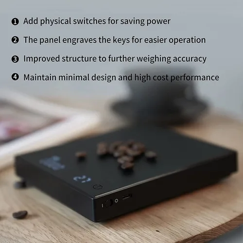 Miniatura 6 de Báscula de Café TIMEMORE Basic 2.0, Báscula Electrónica de Espresso con Temporizador, 2000 Gramos y Tasa de Flujo de Agua con Función de Negro