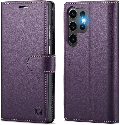 FLIPALM Funda tipo cartera para Samsung Galaxy S23 Ultra, con bloqueo RFID, soporte para tarjetas de crédito, de piel sintética, con función atril,