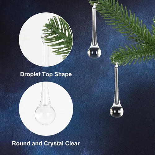 Miniatura 3 de Whaline 40 Piezas Adornos Colgantes de Cristal de 3 Pulgadas Transparentes en Forma de Lágrima Decoración de Candelabro Adornos Colgantes de Vidrio