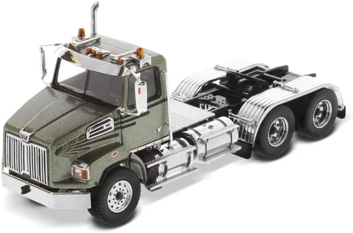 Diecast Masters Western Star 4700 SB Tandem Day Cab Truck-Tractor - Verde Oliva Metálico | Especificaciones de camiones reales Escala 1:50 Modelo