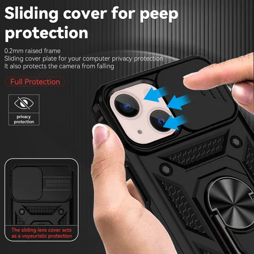 Miniatura 3 de Funda para iPhone 13 con cubierta para lente de cámara, protector de pantalla HD, doble capa [protección contra caídas de grado militar de 15 pies]