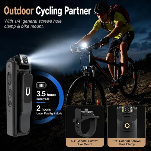 Miniatura 4 de Cámara Corporal 4K con Grabación de Audio y Vídeo, Cámara Ponible Mini de 128GB con Cordón Magnético, Cámara Corporal para Viaje, Ciclismo