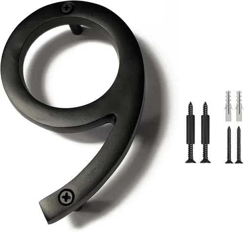 Miniatura 30 de NACH Números de casa flotantes, números de casa negros de aluminio de 6 pulgadas para exteriores, número 5, números de puerta con accesorios
