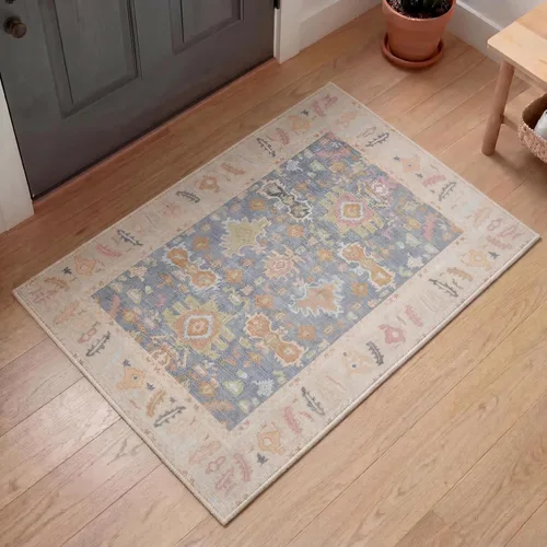 Miniatura 125 de Kuden Alfombra pequeña de 2 x 3, lavable a máquina, parte trasera antideslizante, estilo vintage, suave, pelo bajo, alfombras de área para entrada