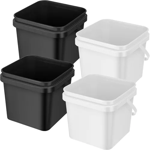 Miniatura 9 de Mifoci 4 cubos de plástico cuadrados de 5 cuartos de galón, cubo de limpieza, cubo pequeño con asa para limpieza de la casa, almacenamiento