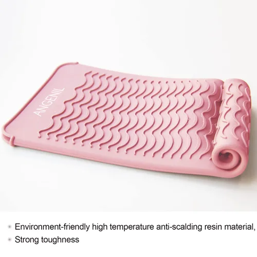 Miniatura 7 de ANGENIL - Alfombrilla de silicona resistente al calor para plancha plana, para viaje con doble voltaje, rizador de pelo, alisador de cabello, Rubor