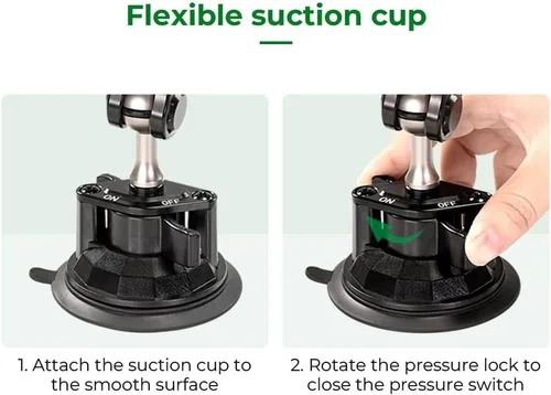 Miniatura 3 de Brazo universal de cabeza esférica para teléfono, soporte ajustable para teléfono móvil de automóvil para viajes al aire libre, soporte de ventosa