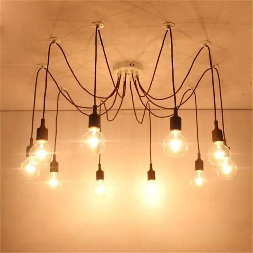 Luces colgantes de 10 vías para bricolaje, lámpara colgante de techo ajustable de altura | Candelabro de araña de 10 brazos | Lámpara colgante