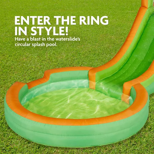 Miniatura 4 de Sunny & Fun Parque acuático inflable de un solo anillo – Resistente para la diversión al aire libre – Pared de escalada, tobogán y piscina profunda
