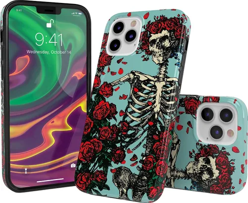 Miniatura 3 de Casely Funda para iPhone 11 Pro Forever Grateful Grateful Dead Skeleton Floral Diseño clásico ultra delgado