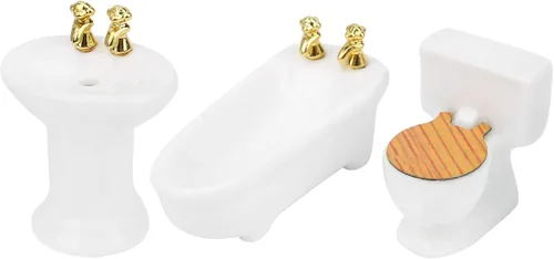 Miniatura 2 de Tina de casa de muñecas, 1/24 casa de muñecas en miniatura, juego de baño de imitación para bañera de cerámica, kit de fregadero (#1) Melody Jane