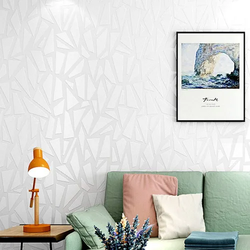 DAWEI Papel pintado granulado blanco puro, imitación nórdica, barro de diatomeas, color puro, tela no tejida, patrón geométrico 3D, tienda de ropa,