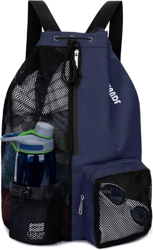 Miniatura 10 de WANDF Mochila de Malla con Cordón para Natación, con Bolsillo para Artículos Húmedos, para Natación, Gimnasio y Equipo de Entrenamiento Rojo