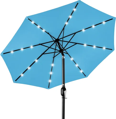 Miniatura 16 de Best Choice Products Solar Polyester LED Lighted Patio Umbrella w/Tilt Adjustment and UV-Resistant Fabric Gris niebla