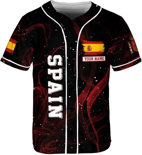 Miniatura 2 de Podagree - Camiseta de béisbol personalizada de España, bandera española, escudo de armas de España, regalo peruano para hombres y mujeres