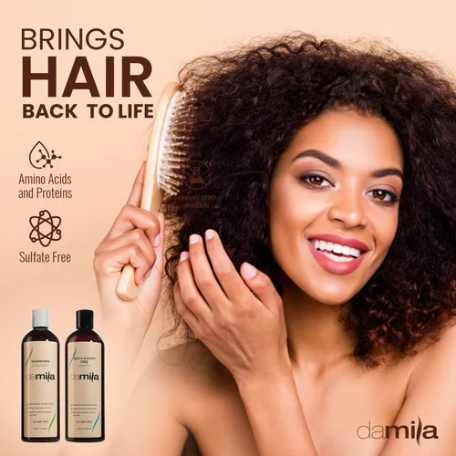 Miniatura 6 de Damila Champú y acondicionador sin sal y sulfato para queratina y cabello teñido – Paquete profesional de queratina para cabello dañado, encrespado