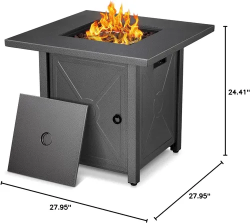 Miniatura 8 de Xbeauty Mesa para fogata de propano, mesa de fuego de gas para exteriores, mesa de fuego de encendido automático de 40,000 BTU con tapa, cubierta