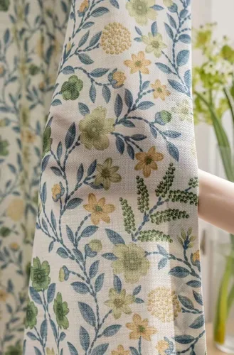 Miniatura 6 de Cortinas de lino natural de mezcla de lino para sala de estar/cortinas semiopacas de 102 pulgadas de largo, 1 panel, paneles de ventana florales