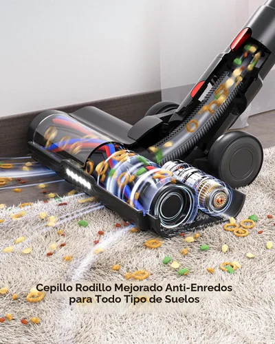 Miniatura 5 de Aspiradora inalámbrica, mejorada de 55 KPA, 650 W, 70 minutos, con modo huracán, autoportante, pantalla táctil, taza de polvo de 1.8 L, aspiradora