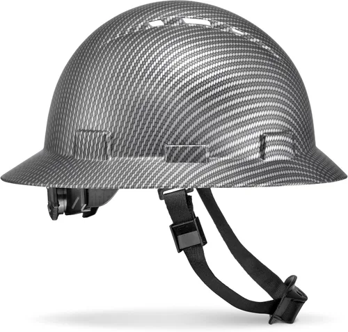 Miniatura 12 de Casco de seguridad de ala completa con ventilación, Clase C, aprobado para trabajos de construcción por OSHA, diseño premium de fibra de carbono