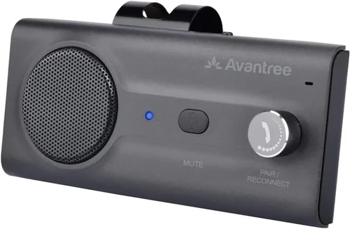 Avantree CK11 - Kit de coche Bluetooth 5.0 manos libres, altavoz de 3 W con clip de visera, compatible con asistente Siri, encendido automático de