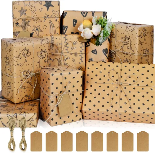 Miniatura 16 de BWLOIES Papel de Regalo de Cumpleaños Hojas de Papel de Regalo de Cumpleaños Hradient Multicolor Feliz Cumpleaños Juego de Papel Incluye Papel
