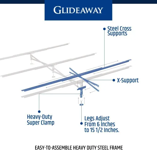 Miniatura 6 de glideaway x-support Marco de la cama sistema de apoyo, Modelo GS-3 XS 3 Raíles de Cruz y 3 Piernas, Fuerte Caja de base de apoyo para Full, reina