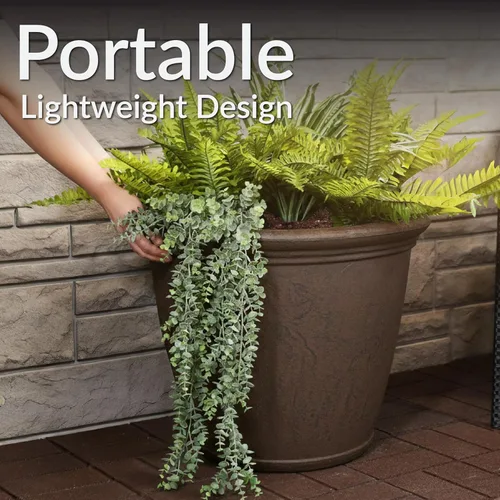 Miniatura 4 de Sunnydaze Anjelica - Maceta grande de plástico para plantas, maceta grande de plástico de doble pared para exteriores con agujeros de drenaje Óxido