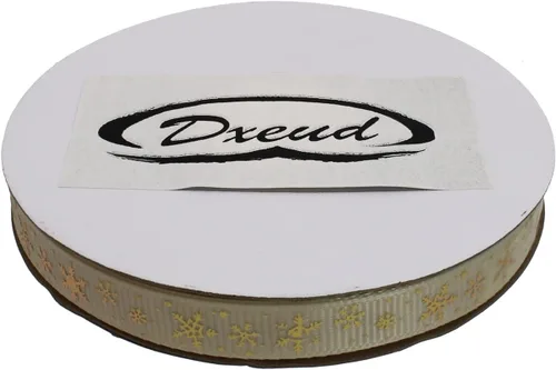 Miniatura 3 de Cinta de grogrén de copo de nieve con impresión dorada de 25 yardas cada rollo, borde tejido 100% poliéster (3/8 pulgadas, beige)