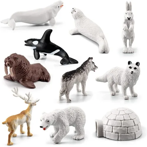 Miniatura 2 de NatureMan Juego de 10 figuras de animales árticos, mini juego de juguetes de animales árticos, figuras de animales marinos del océano del círculo