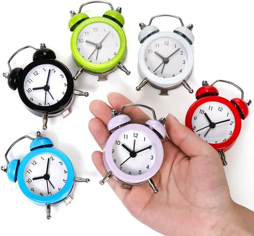Miniatura 8 de Noamus 6 relojes despertadores de campana gemela, alarma fuerte de 2 pulgadas, pequeño y lindo reloj despertador analógico, reloj de viaje vintage