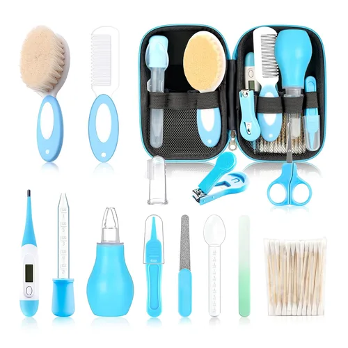 Miniatura 12 de Kit de aseo para bebés, juego de cuidado de seguridad infantil con cepillo para el cabello, peine cortaúñas, aspirador nasal, kit esencial